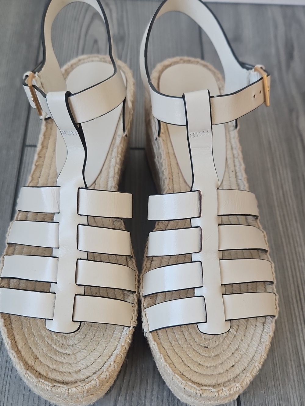 Tory Burch Fisherman espadrille wedge 75mm leather size 9